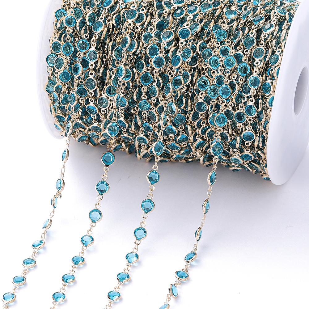 1Meter Colorful Glass Crystal Beads Chain Copper Chains for Necklace Bracelet Jewelry Making DIY Components Accessories