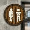 Cotton Thread Wooden Bathroom Sign Rustic Restroom Door Men Women Hanging Sign Restaurant Office Hotel Washroom Wall Gender Identification Signage