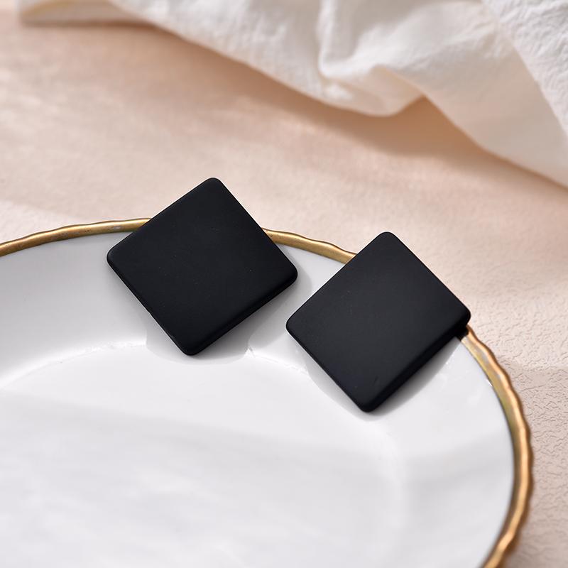 Fashion Candy Color Square Stud Earrings For Women Geometric Big Blue Red Black Frosted Paint INS Korean Solid Acrylic Earrings