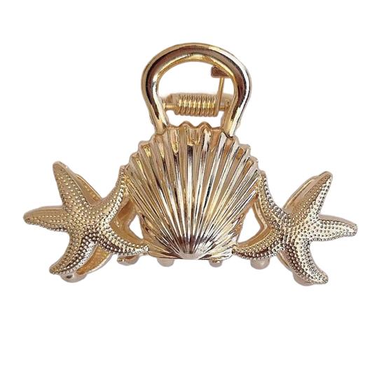 Заколка для волос Океанический дизайн Зажим для волос на затылок с ракушками Морская звезда Раковина узор Многоцелевой