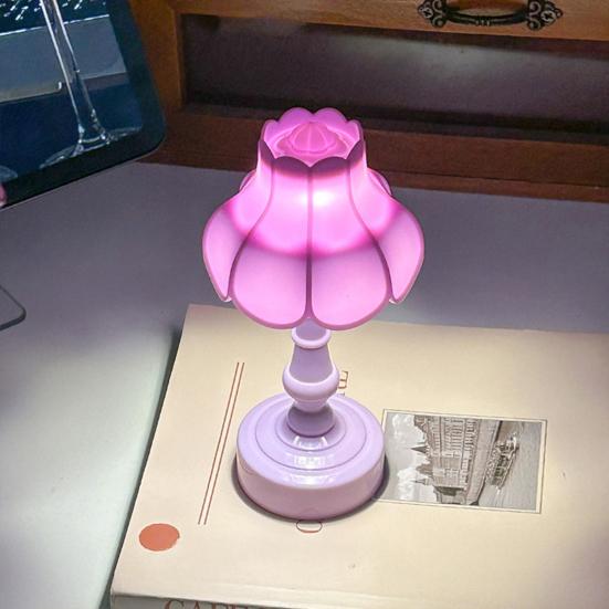 Night Light Mini Flower Shape Soft Glow Warm Light Desk Lamp with Adjustable Brightness Touch Control Portable Table