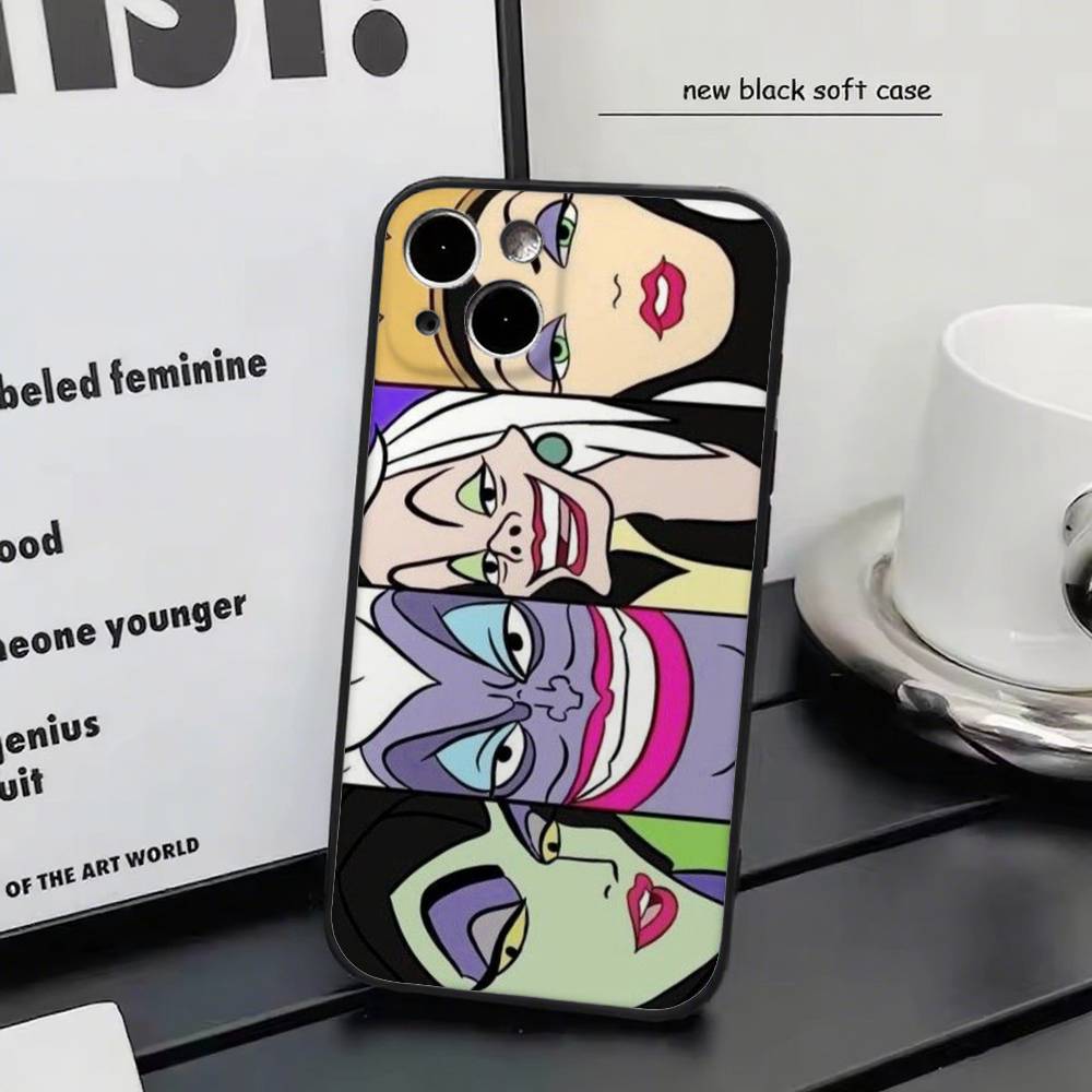 Злодеи Диснея Для iPhone 17 air 16 15 14 13 12 11 Pro Черный Мягкий Чехол для Телефона