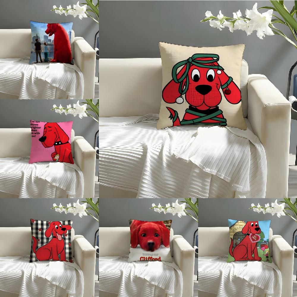 Pillow Case Cotton Linen Fabric Square Zipper Pillowcase Home Decorative Living Room Comic Cartoon C-Clifford The Big Red Dog 2