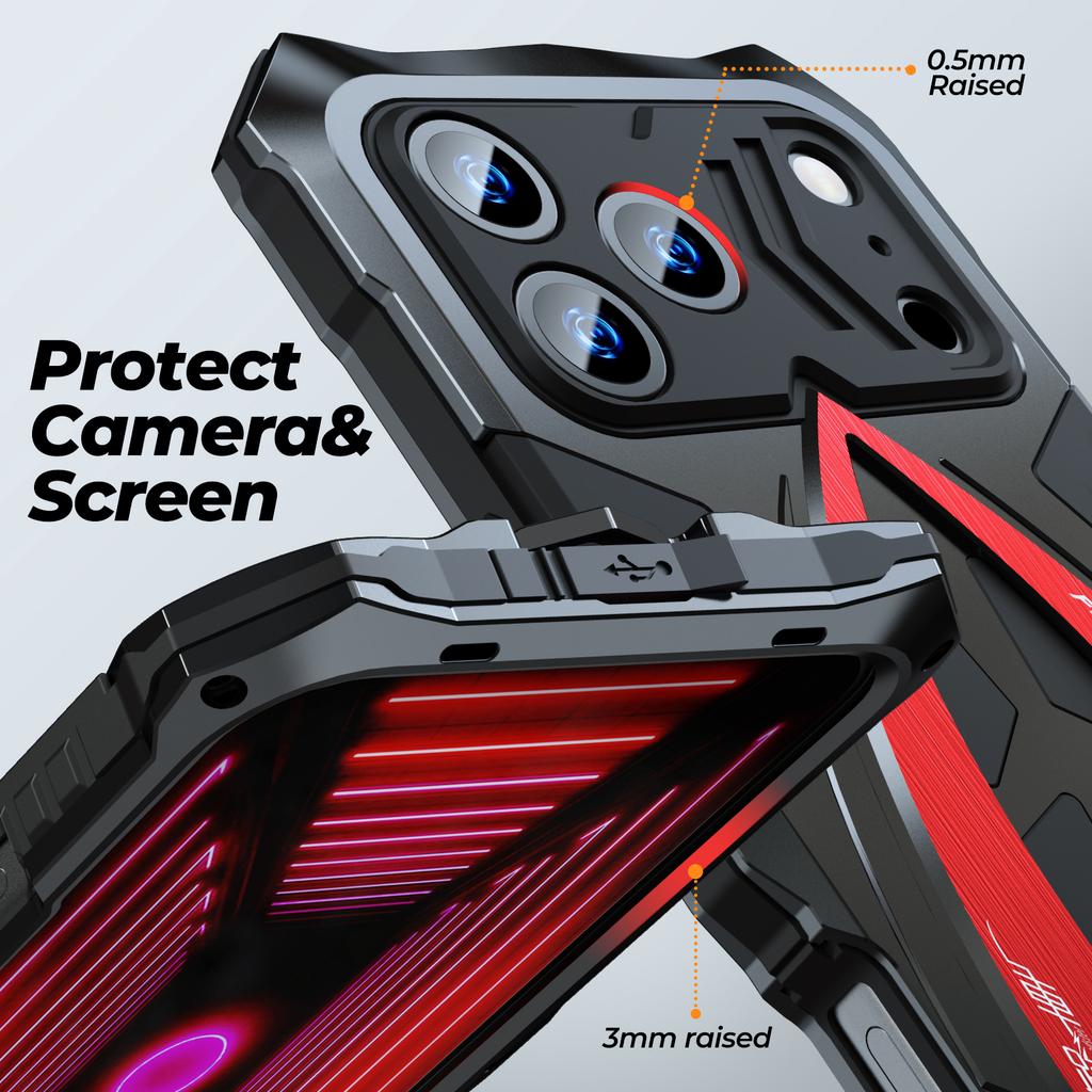 Military Grade Heavy Armor Metal Phone Case for For Iphone 17 16 15 14 13 Pro 16E 17E Max Luxury Shockproof Back Cover Bumper
