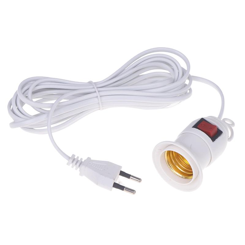 EU Plug 4M Power Cord Cables E27 Lamp Base Holder With Switch For Pendant Led Bulbs Fixture Hanglamp Suspension Socket