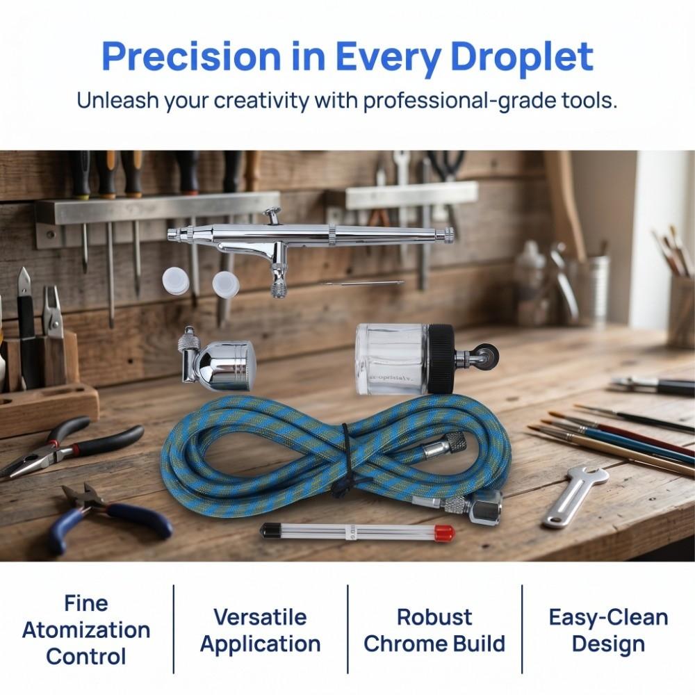 Dual Action Airbrush Kit 0.2mm/0.3mm/0.5mm Needle Art Airbrush Set Spray Tool Scale Model Coloring