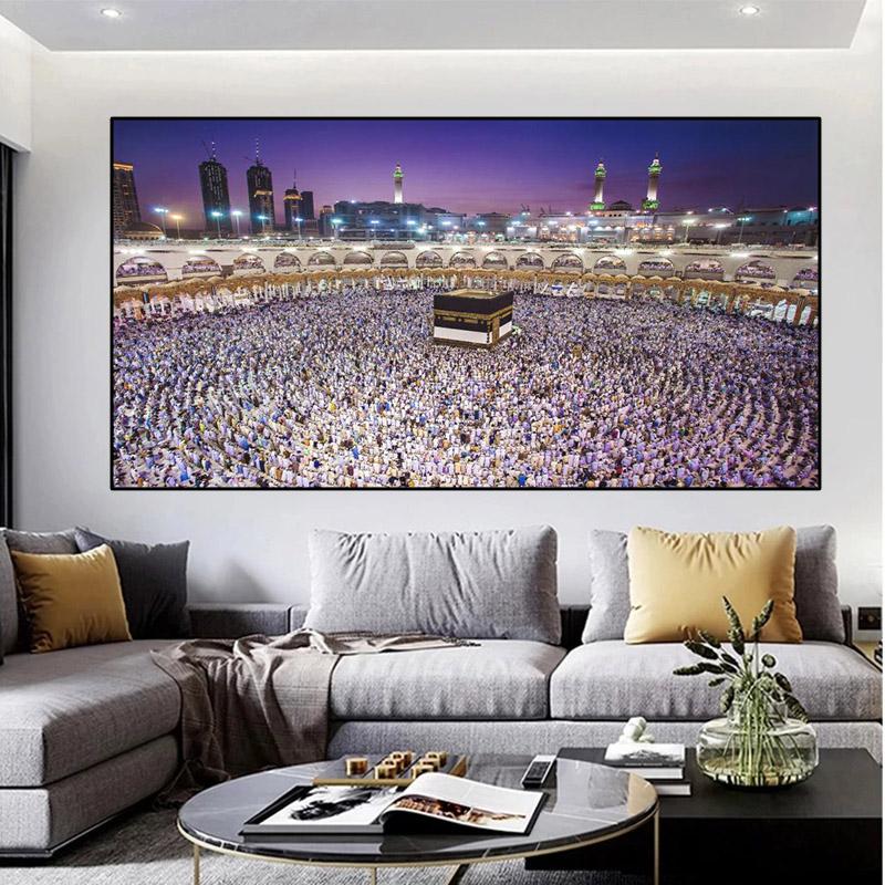 Пейзаж Мечеть Холст Картина Широкая Мекка Свет Фотографии Плакаты и принты Настенная картина Гостиная Домашний декор Без рамки