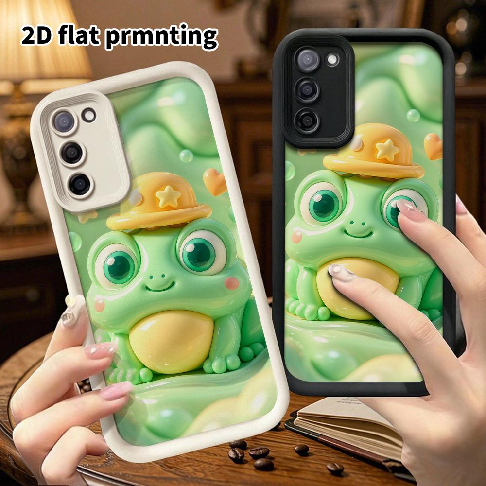Phone Case: 2D flat design suitable for Samsung Galaxy A34 A35 M05 M06 S20 S22 S21 FE Plus 5G protective case, little frog wearing a hat, perfect Chri
