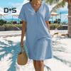 Women's Casual T Shirt Dress V-Neck Short Sleeve Swing Dress Summer Beach Sundress for Travel Vacation