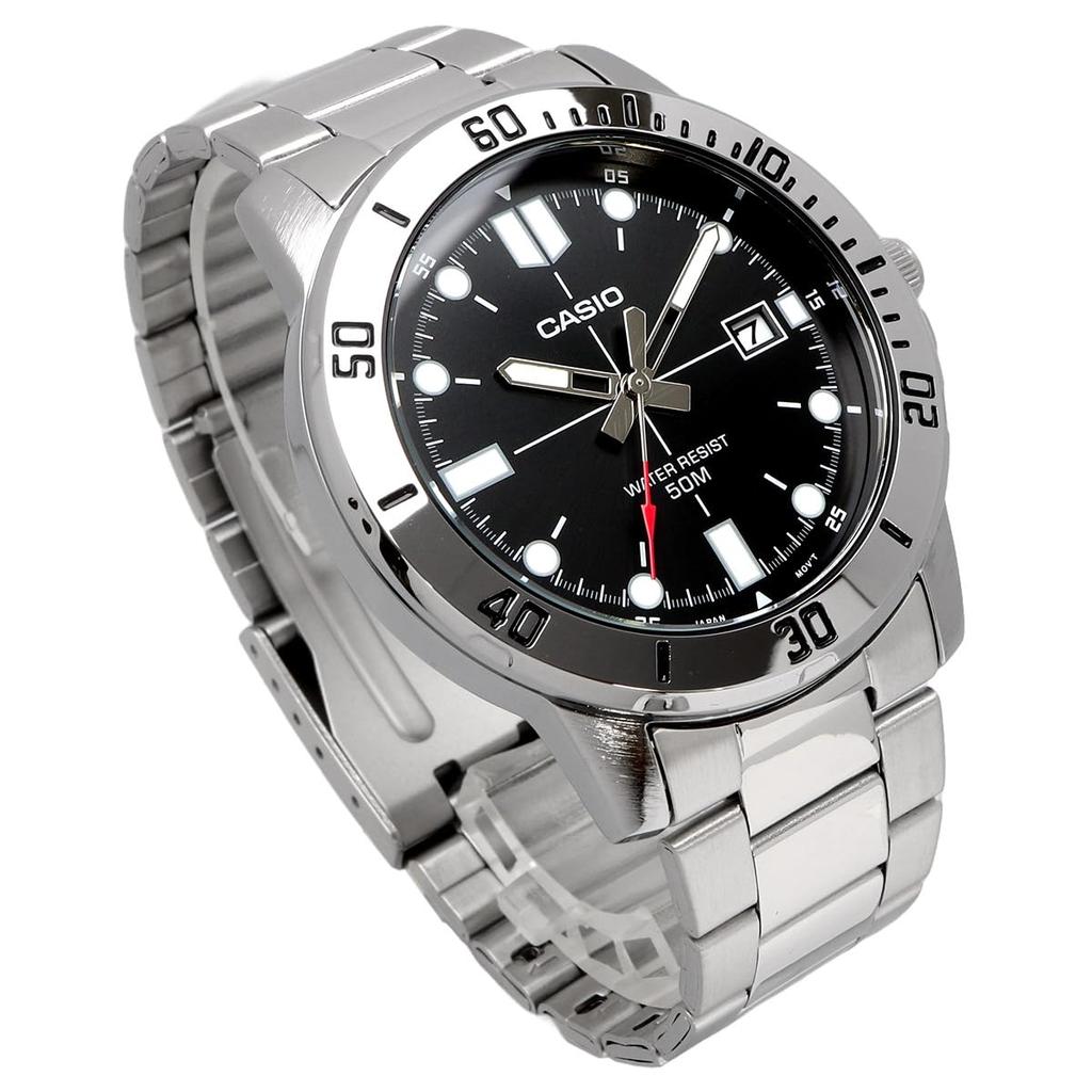 Casio Standard Analog Quartz Men's Watch MTP-VD01D-1EV with Metal Band, Black, International Model [Parallel Import]