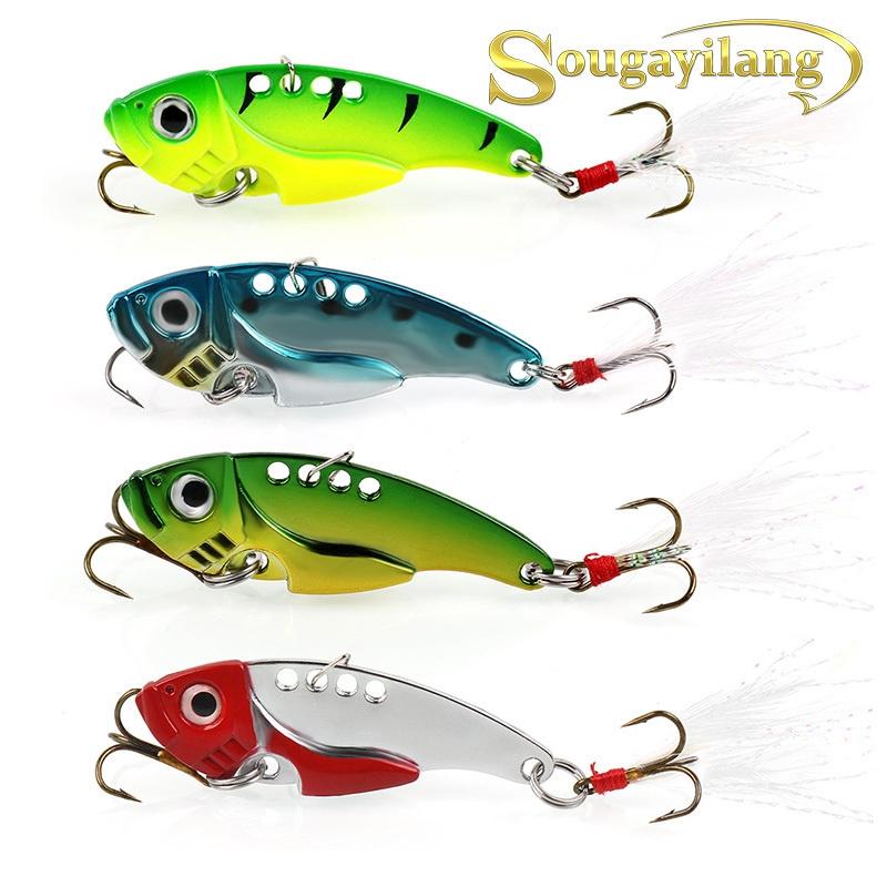 Fishing Lures 4 Pcs Metal Fishing Hard Bait Spoon Lures Spinner Spoon SwimBaits Vib Fishing Baits