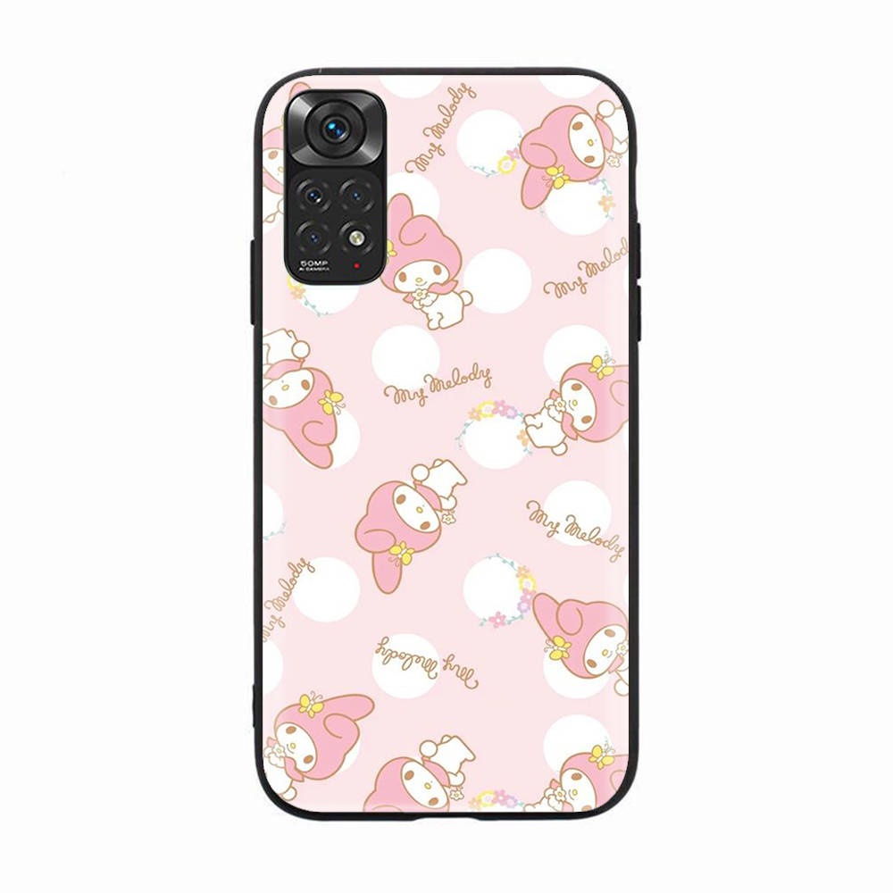 Чехол H-10 My Melody Black Sofe для iPhone 16 15 Plus 14 13 Mini 12 11 Pro 8 6 6S SE 5 XR XS Max Realme C30 C33 C32 9I VIVO V29 V27 V23 Y36