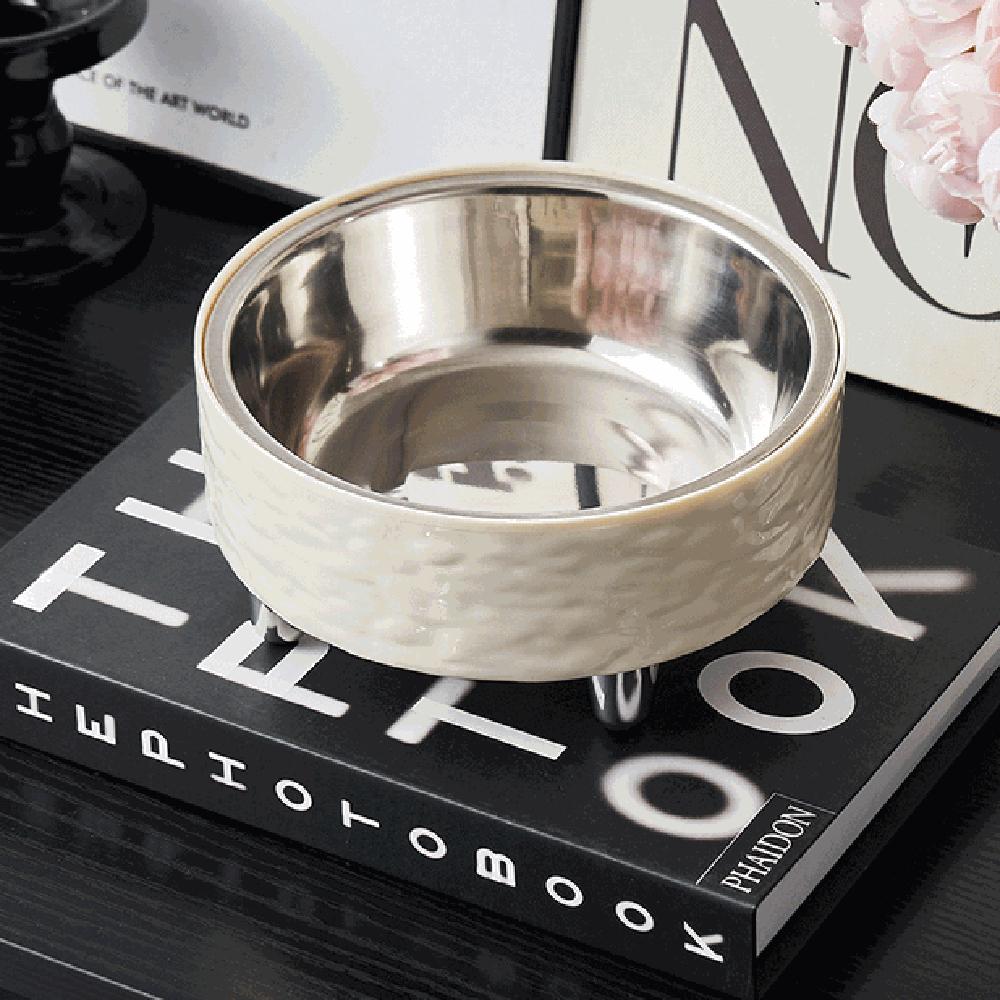High Foot Dog Cat Bowl Stainless Steel Dog Feeder Dish Raised Dish Pet Food Water Bowls  Indoor