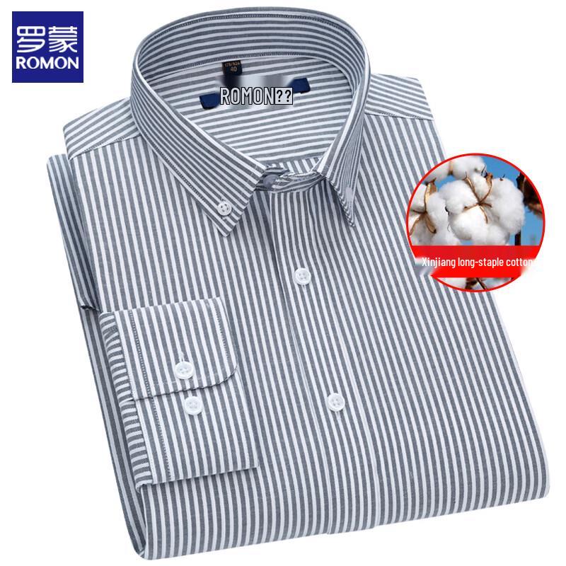 ROMON Мужская хлопковая рубашка с длинным рукавом в стиле business casual