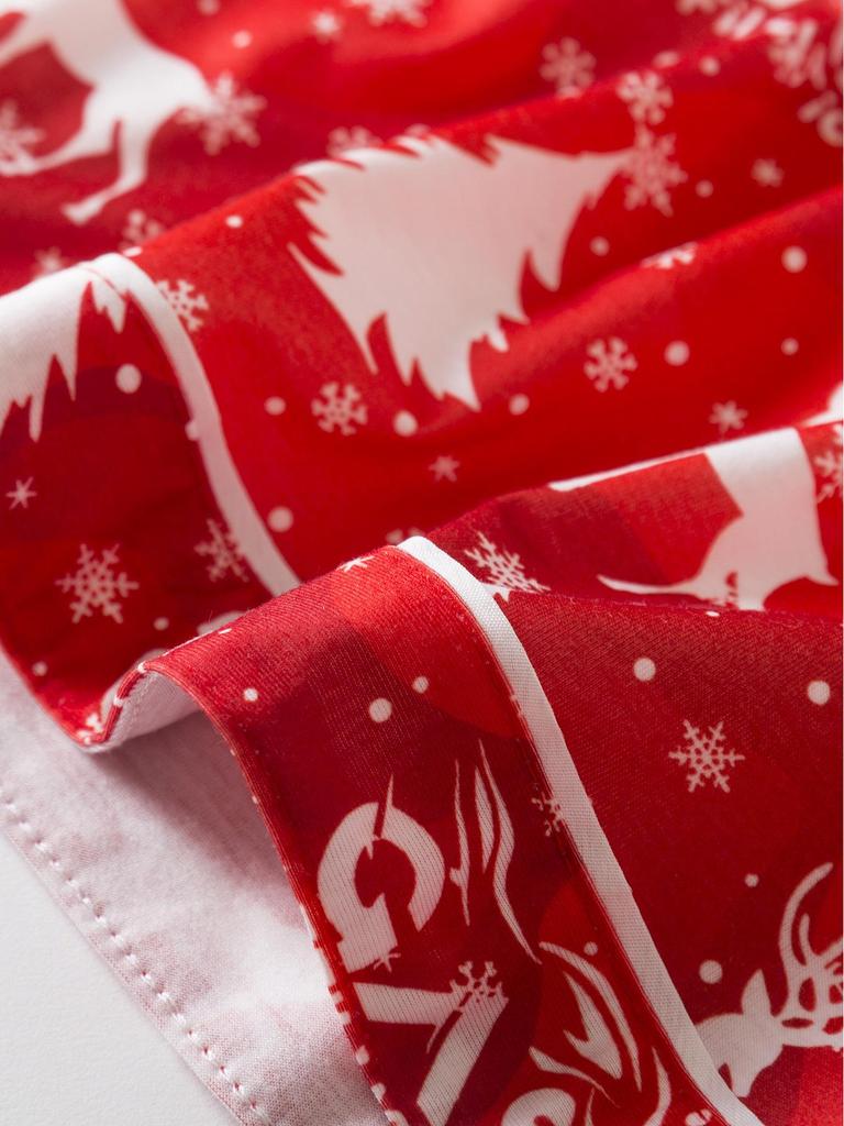 Европейский и американский рождественский принт Женский пижамный комплект - Топ с длинным рукавом и брюки, Хлопковая домашняя одежда для осени/зимы