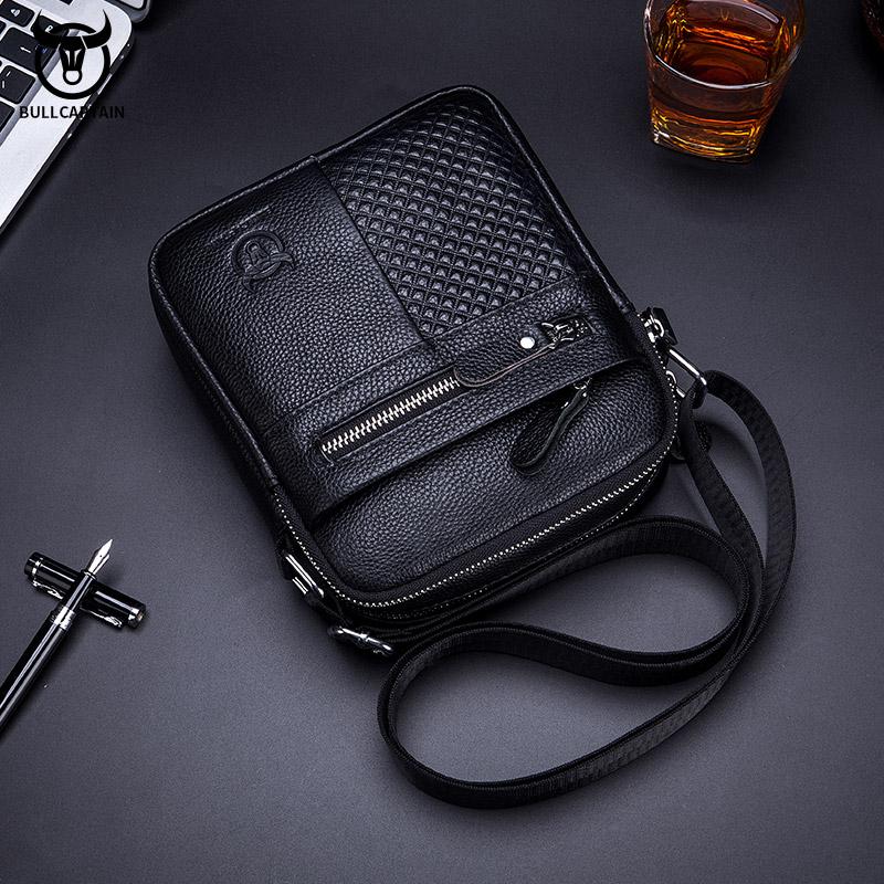 BULLCAPTAIN Простая мужская сумка на плечо, высококачественные кожаные сумки через плечо, мужская квадратная сумка большой вместимости