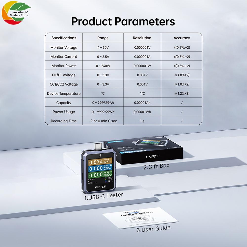 FNB-C2 Multi-functional USB Tester Current Voltage Power Meter Supporting PD3.1 Protocol Fast Charging Protocol Tester