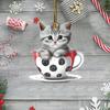 Bunny Christmas Ornaments Christmas Tree Ornaments Little Rabbit Pattern 2D Flat Acrylic Decorative Pendant Interior Rearview Mirror Hanging Ornament