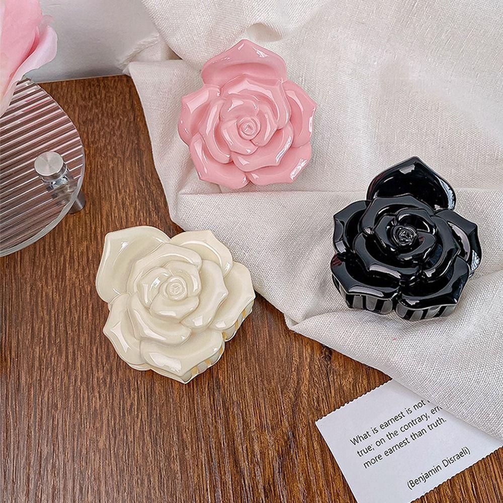 Transparent Retro Rose Hair Claw Fashion Design Korean Style Flower Hair Clip Shark Clamp Ponytail Hairpin Acrylic Hair Claw