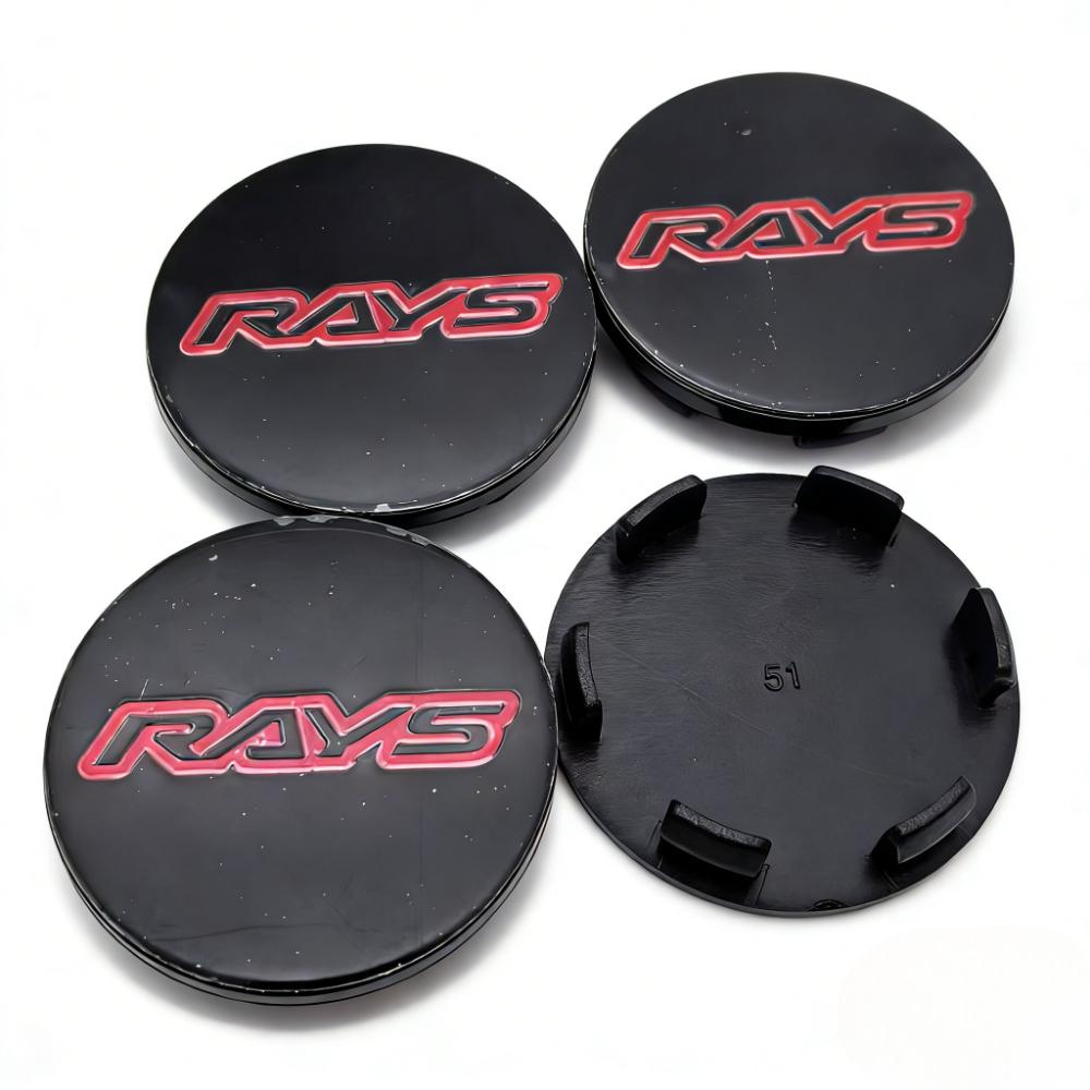 4pcs Rays Logo Emblem Badge Car Wheel Center Caps 51MM Clips 46MM Wheels Hub Cap Rim Hubcaps Dust Cover Replace Car Accessories
