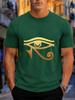 2026 New Arrival Pure Cotton Tshirt Gold Foil Eye Of Horus Ancient Egypt Symbol Print Crew Neck Unisex Casual Short Sleeve