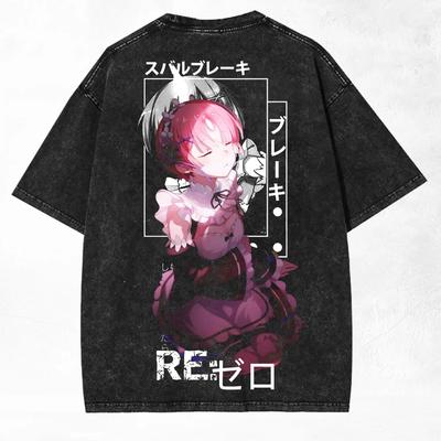 2026 Горячая Распродажа Re ZERO Рам Аниме Футболка для Мужчин Женщин Одежда Модная Готическая Y2k Стиранная Оверсайз Футболка Летняя С Коротким Рукавом Хлопковые Футболки Топы