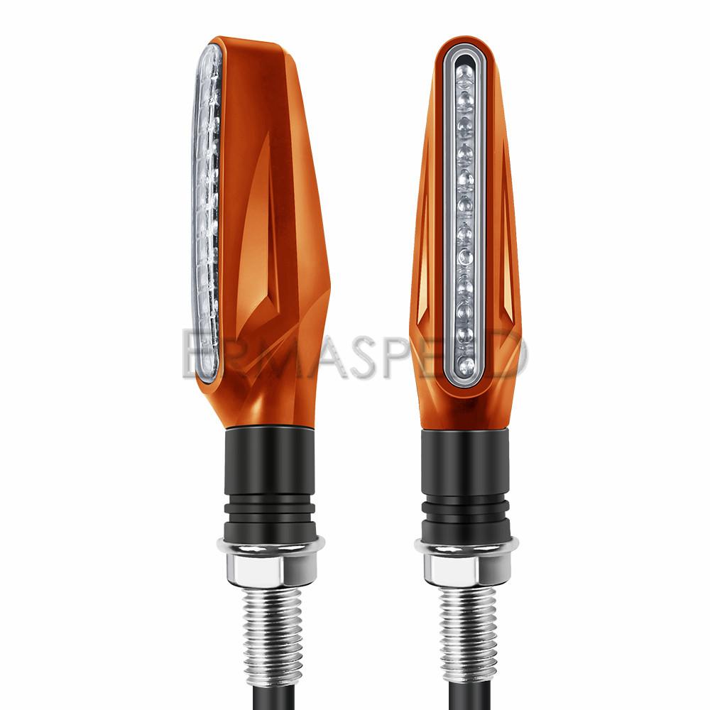 1 Pair Motorbike Turn Signal Lights Amber Led Blinker Indicators Carbon/Blue/Black Shell Front Rear Light for Motorcycle