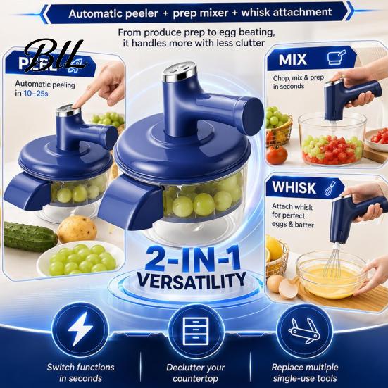 Stainless Steel Peeling Tool Automatic Electric Fruit Vegetable Peeler, Compact Kitchen Tool, Multifunction Cooking Portable One-Click Operation Food