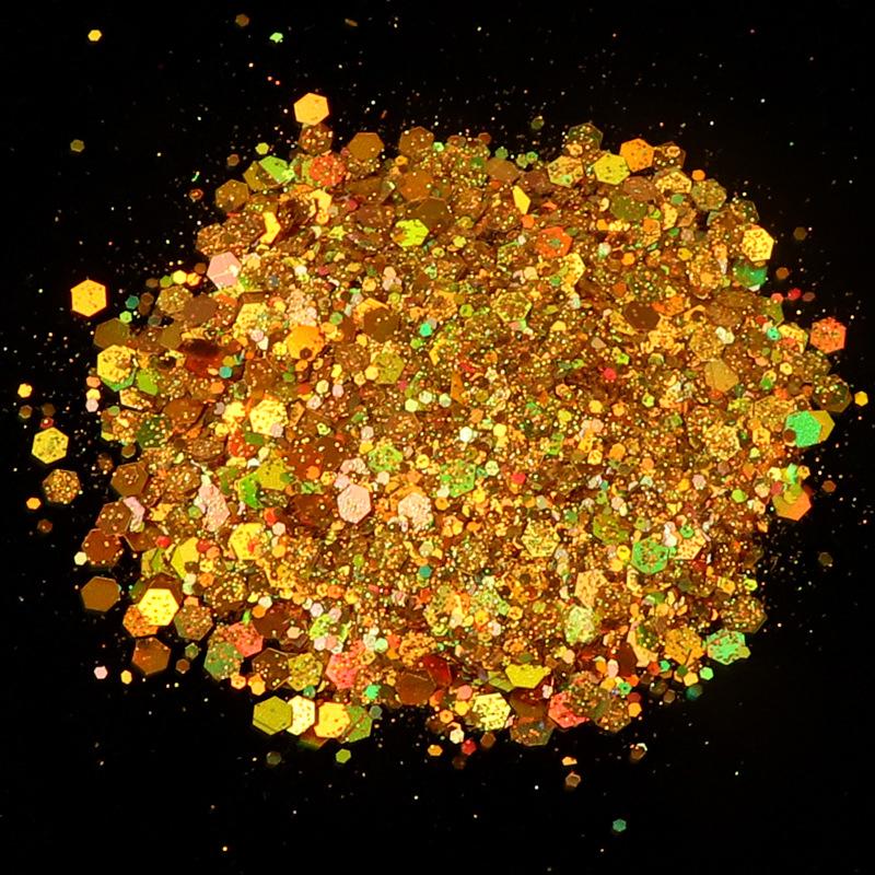 50G голографический смешанный шестиугольный блестящий серебряный блестящий лазерный блеск тонкая пленка DIY дизайн украшения для ногтей