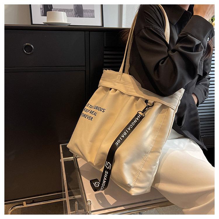 Холщовая сумка с буквенным принтом, женская большая сумка, студенческая сумка через плечо большой вместимости