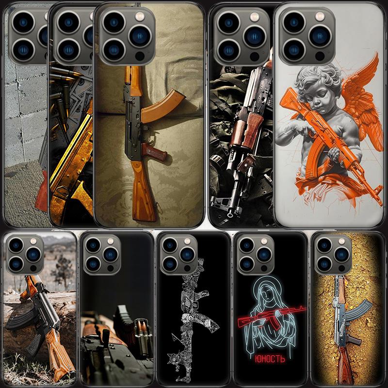 Прочный и надежный чехол для телефона AK47 для Apple iPhone 16E 16 Pro Max 15 Plus Мягкий 13 12 Mini Чехол 11 14 Pro Max Capa 8 7 SE Sh