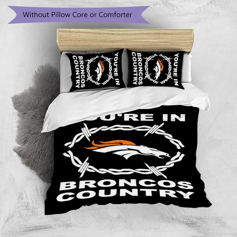 3pcs Denver Broncos LOGO pattern bedding set duvet cover set includes duvet cover &pillowcases, perfect all season bedroom decoration & gift