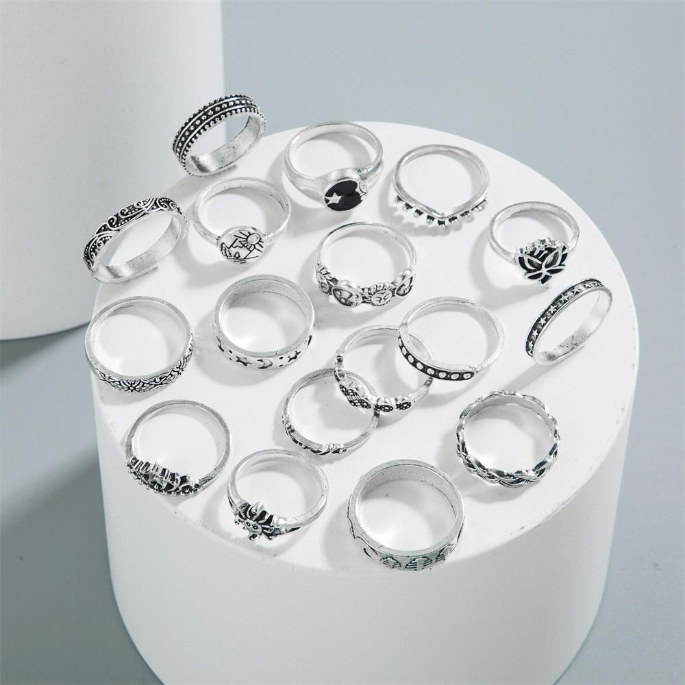 Кольцо с цветочной звездой, 17 шт./компл., женский комплект ретро-ювелирных изделий, подарок