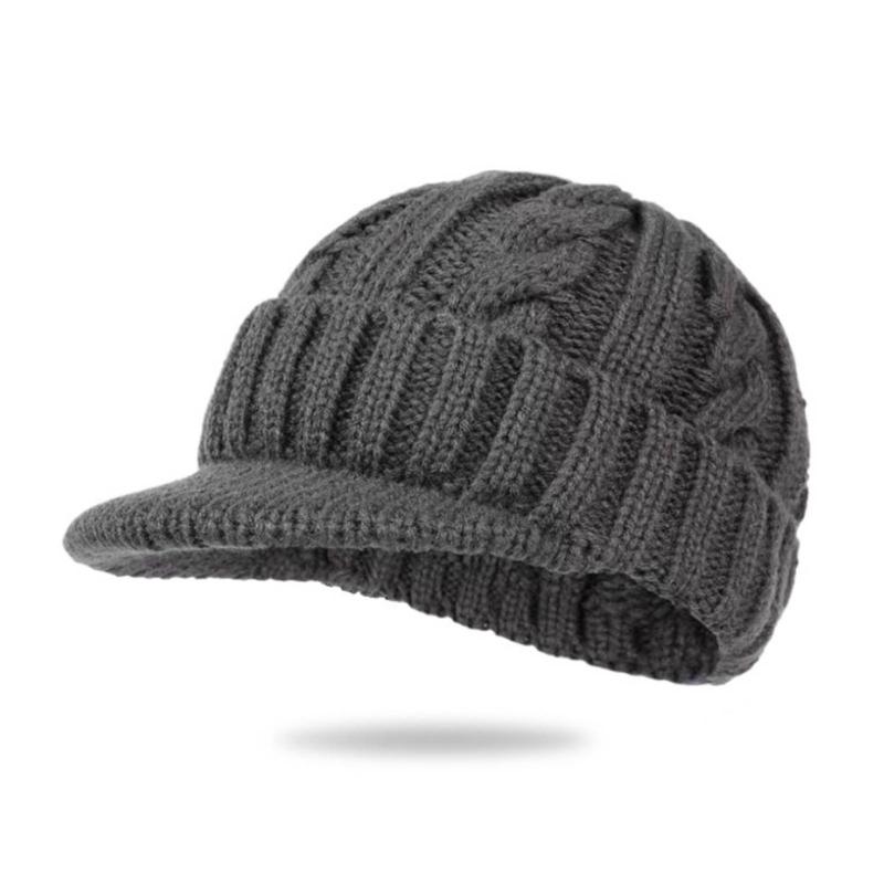 Mens Cable Knit Beanies Winter Hat Thickened Thermal Lined Ear Flap Cap For Cold Weather Outdoor Activity