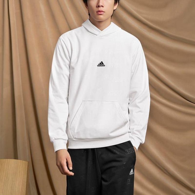 adidas Толстовка с капюшоном из флиса с тиснением и логотипом с длинным рукавом, белая HY1278