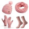 4Pcs/Set Ear Protection Knitted Hat Soft Touchscreen Gloves Winter Winter Warm Mitten  for Men Women