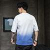Мужская повседневная футболка с коротким рукавом Лето Новая Мужская Мода Бренд Градиент Свободная Базовая Футболка Чистый Хлопок Футболка с Половиной Рукава