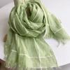 Japanese Women'S Linen Cotton Large Plaid Scarf Versatile Temperament Sunshade Silk Scarf Literary Neck Shawl