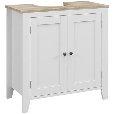 Under-Sink Furniture Low Cabinet with 2 Doors and Adjustable Shelf Modern Style 60x30x60 Cm White