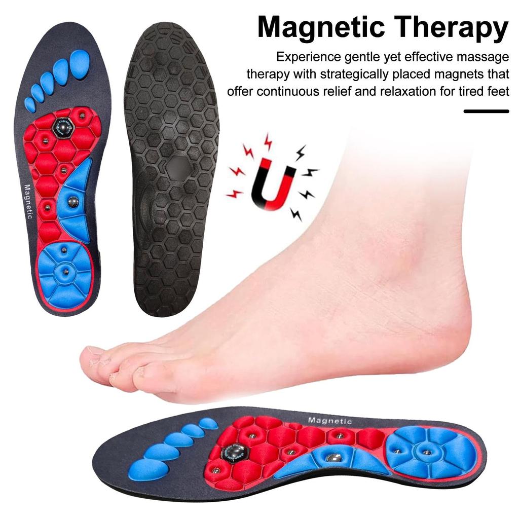 1 Pair Acupressure Foot Insoles for Men Women Orthopedic Gel Comfort Magnetic Shoe Inserts with Foot Magnets Magnetic Technology Arch Support Insole