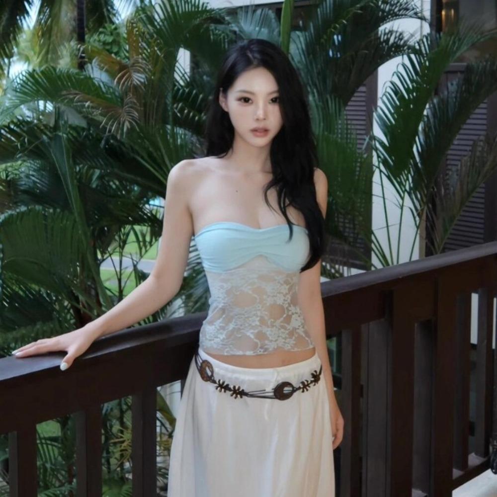 Sweet Lace Bra Camisole Streetwear Tube Tops Korean Strapless Vest Tops Summer