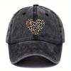 pc Leopard Heart Washed Hat Baseball Hats Adjustable Style Hats Hats with Multiple Color Options Suitable for Outdoor Sport