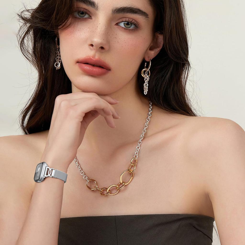 Ремешок для Apple Watch Series 10 9 8 7 SE 6 5 4 3 2 1 42мм 41мм 40мм 38мм Миланская петля Магнитная застежка Металлический ремешок из нержавеющей стали