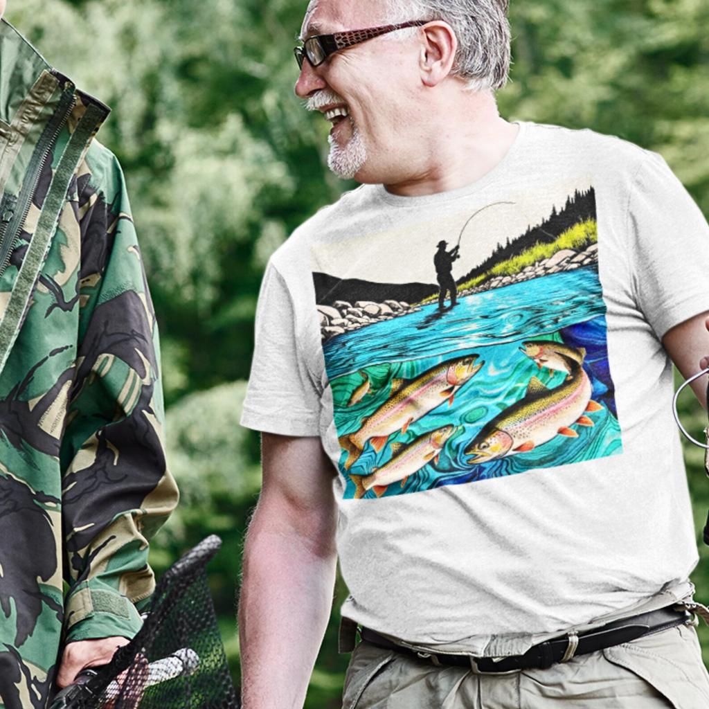 Fly Fishing Trout Graphic T-Shirt: Nature Lover Gift