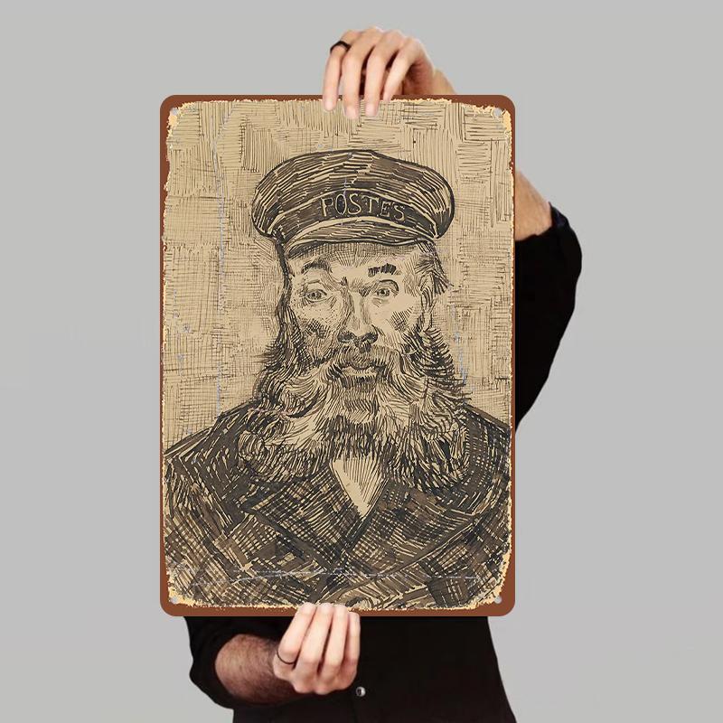 Винтажный Рисованный Портрет Капитана Металлическая Жестяная Картина Декор Стены Дома для Гостиной Кабинета Бара Креативное Произведение Искусства