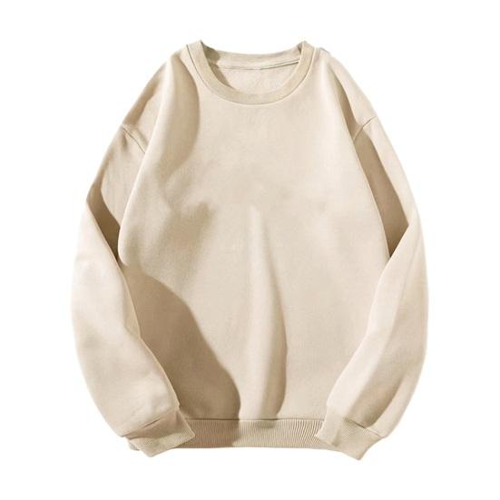 Мужской пуловер с круглым вырезом и длинными рукавами на осень и зиму, однотонный свободный крой с флисовой подкладкой, повседневные топы, уличная одежда