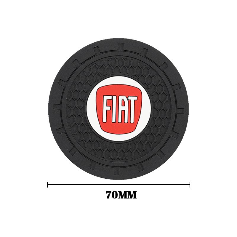 2Pcs Car Coaster PVC Logo Water Cup Pad Anti Slip Mat Accessories For Fiat Abarth 500e Panda Tipo FR Argo Freemont Viaggio Bravo