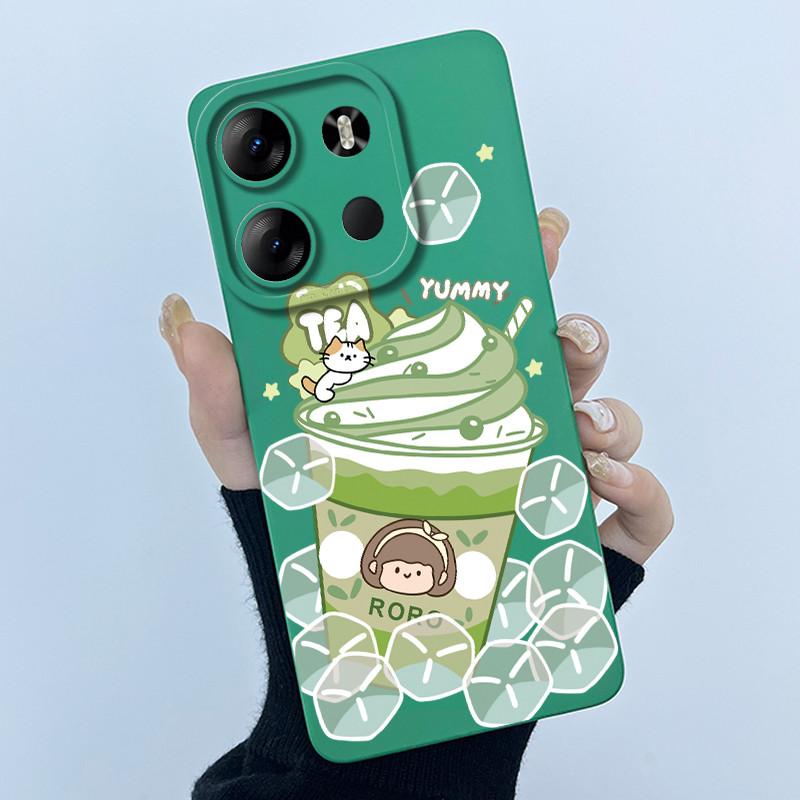 Для Tecno Spark Go 2023 Pop 7 Pro BF7 Infinix Smart 7 Plus Smart7 HD Чехол Милый Мультяшный Кот Жидкий Силикон Мягкий ТПУ Задняя Крышка