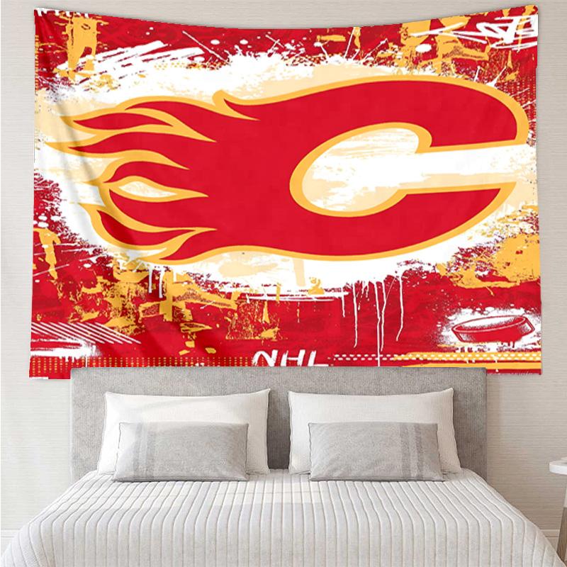 Cal-gary Flames Hockey Team Tapestry, Unique Design Tapestry, Wall Decor for Bedroom,Livingroom, Playroom,Heartwarming Fan Holiday Gifts