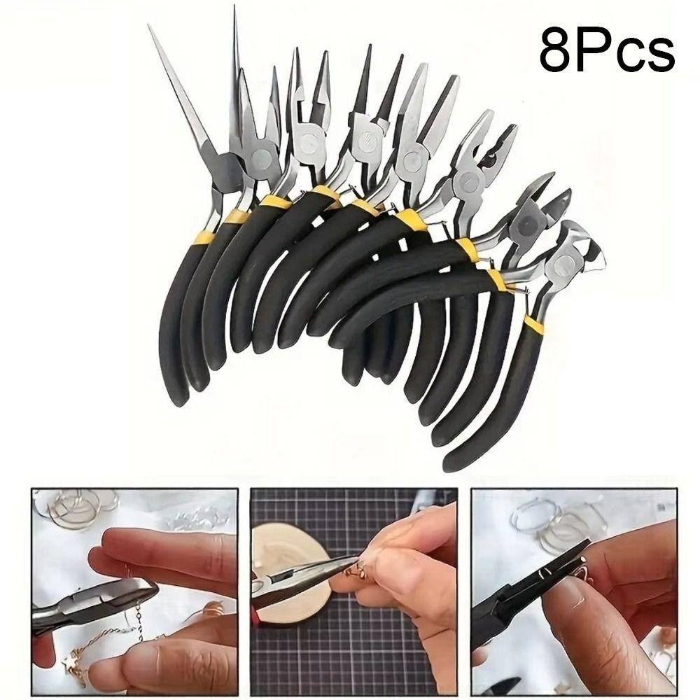 8pcs/set Round Nose Jewelry Pliers Tool Set Metal Plier Tools Kit Jewelry Making Tools Hand Tool